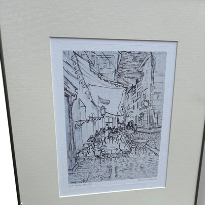 Vintage 1970s Vincent Van Gogh Café Terrace at Night Framed Lithograph