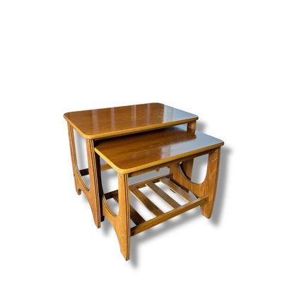 Mid Century Modern Set of Three Teak Wood Nesting Tables