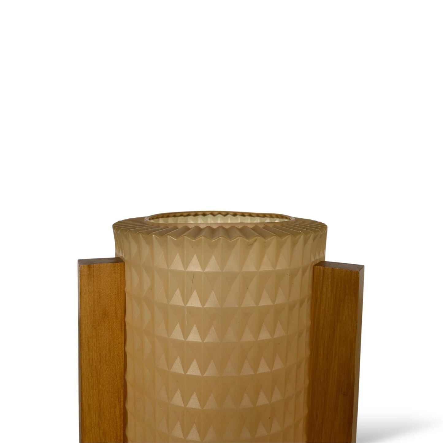 Mid Century Rocket Lamp – Vintage Wooden Tripod Table Lamp with Geometric Shade