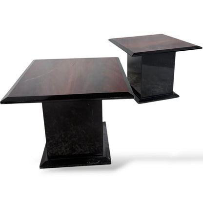 Pair of Art Deco Bedside Tables – Rosewood Effect & Black Lacquer