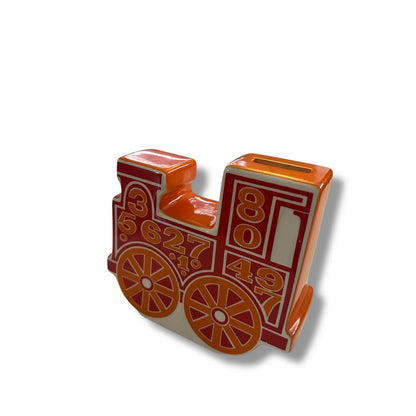 Vintage 1960s Carlton Ware Orange Ceramic Train Money Box | Mid Century Piggy Bank