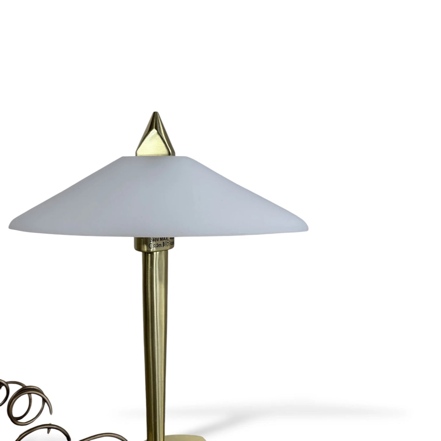 Vintage Brass & Frosted Glass Table Lamp – Postmodern Art Deco Revival