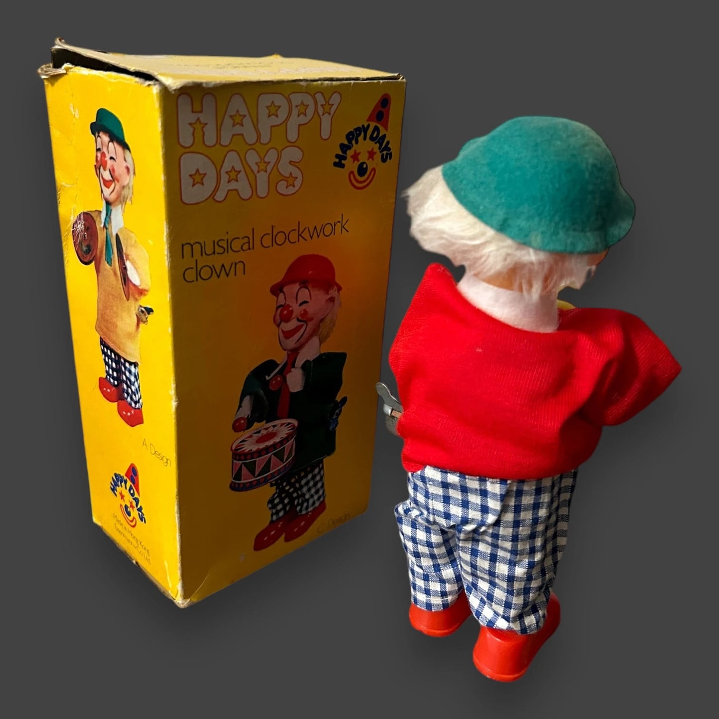 Vintage 1960s Musical Wind up Clown Toy