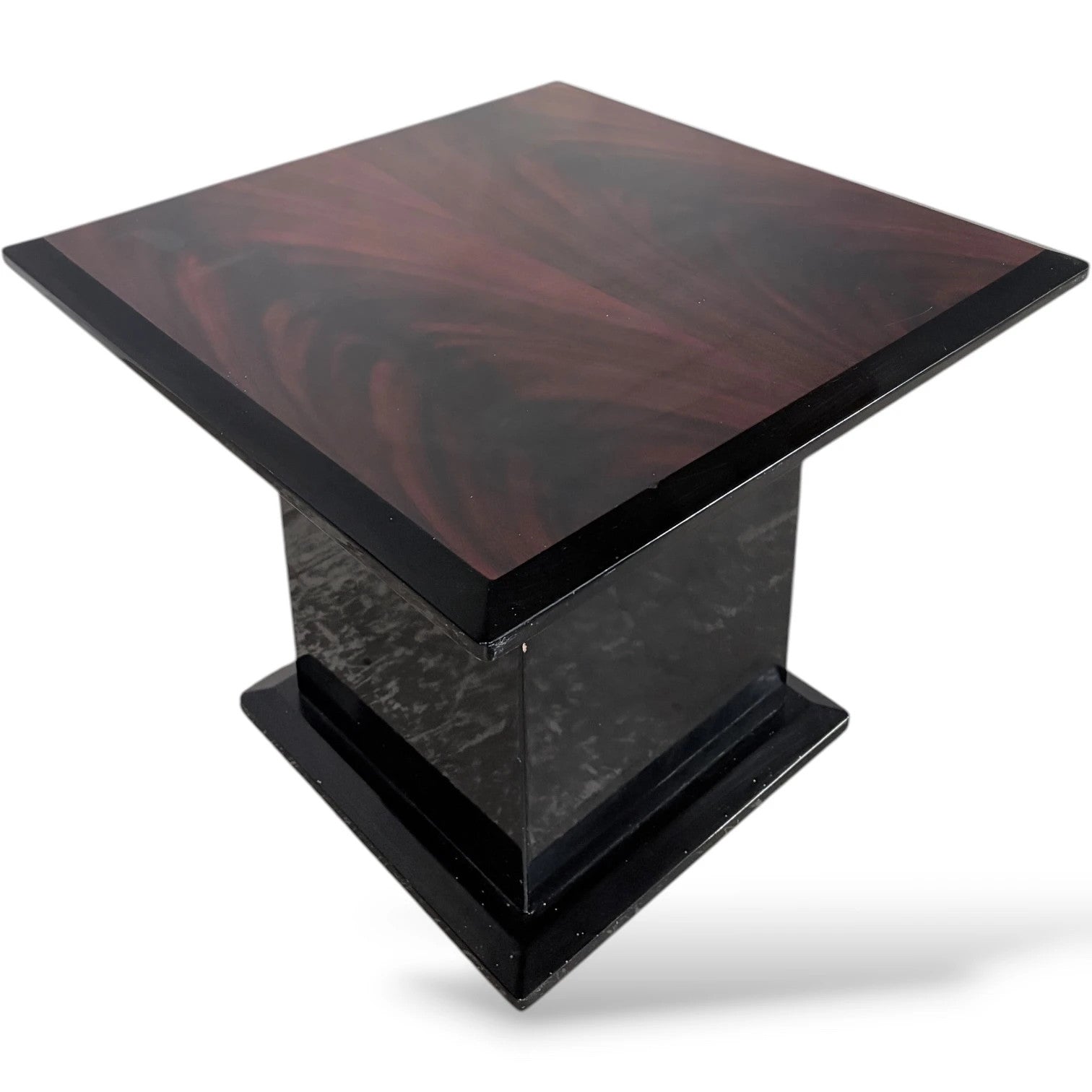Art Deco Coffee Table – Square Rosewood Effect With Black Lacquer Base — view 4