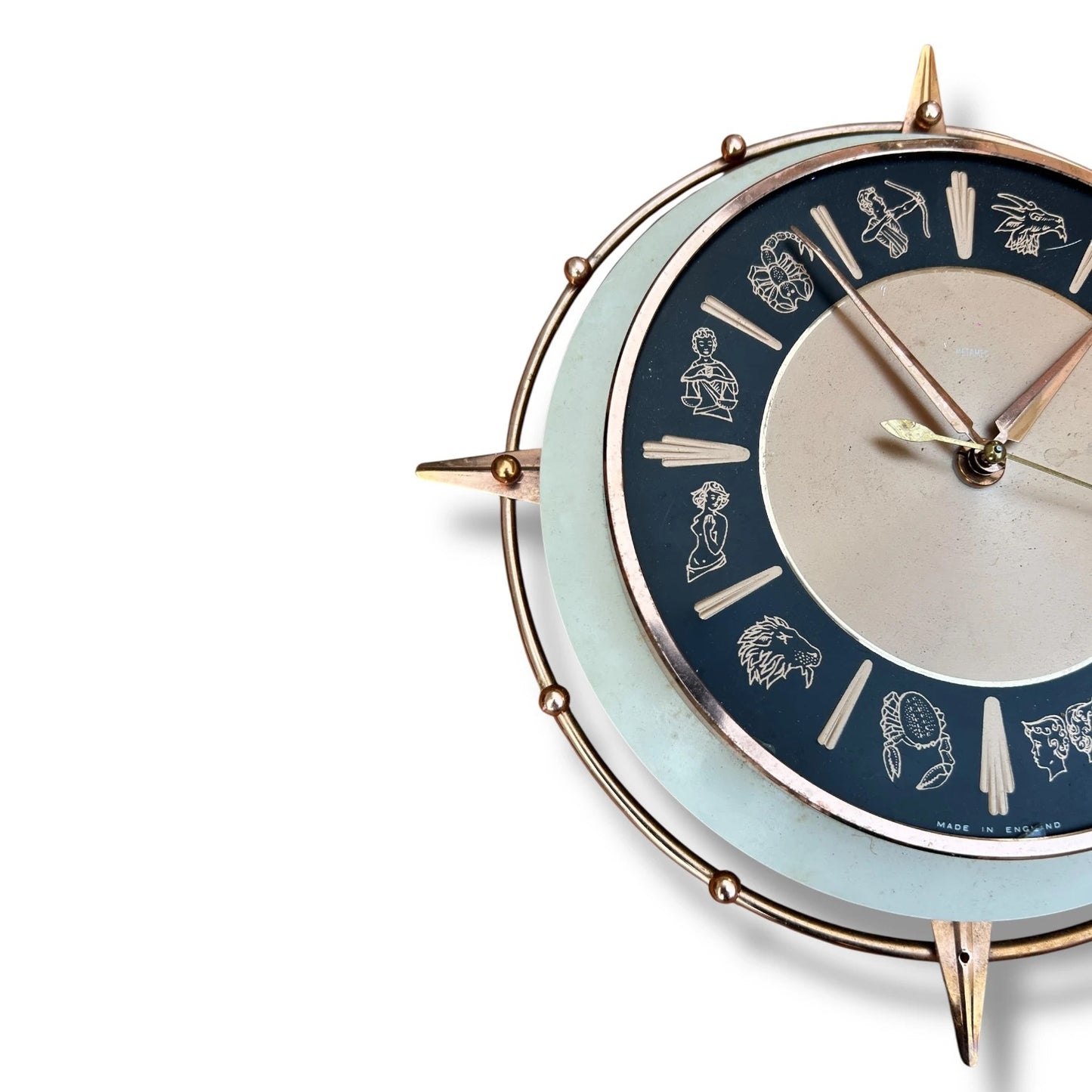 Vintage 1960s Metamec Starburst Zodiac Star Signs Wall Clock