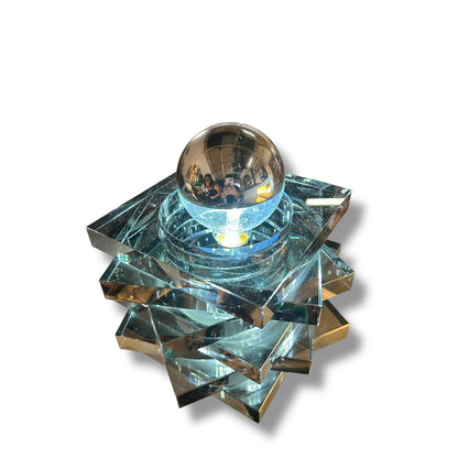 Mid Century Art Deco Glass Ashtray Lamp | Vintage Modernist Table Lamp