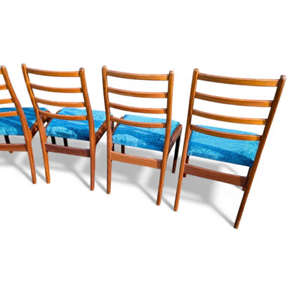 Set of Four 1960s G Plan Ladderback Dining Chairs – Reupholstered, Mid-Century Modern