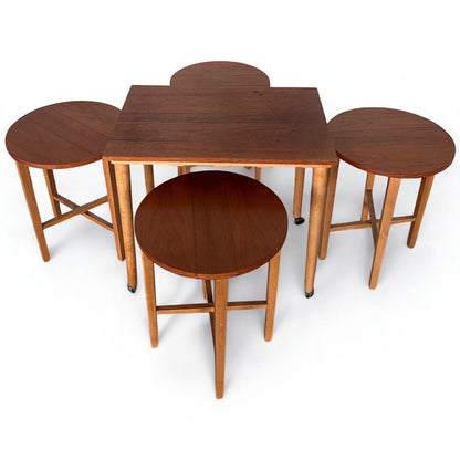 Mid-Century Danish Folding Nesting Tables by Poul Hundevad