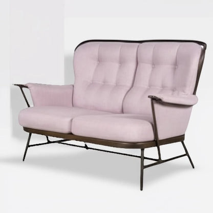 Ercol Everest Sofa – Two-Seat Loveseat | Dark Beech Frame, Dusty Pink Upholstery