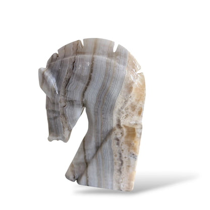 Vintage Onyx Horse Head Bookends – Natural Stone Carvings