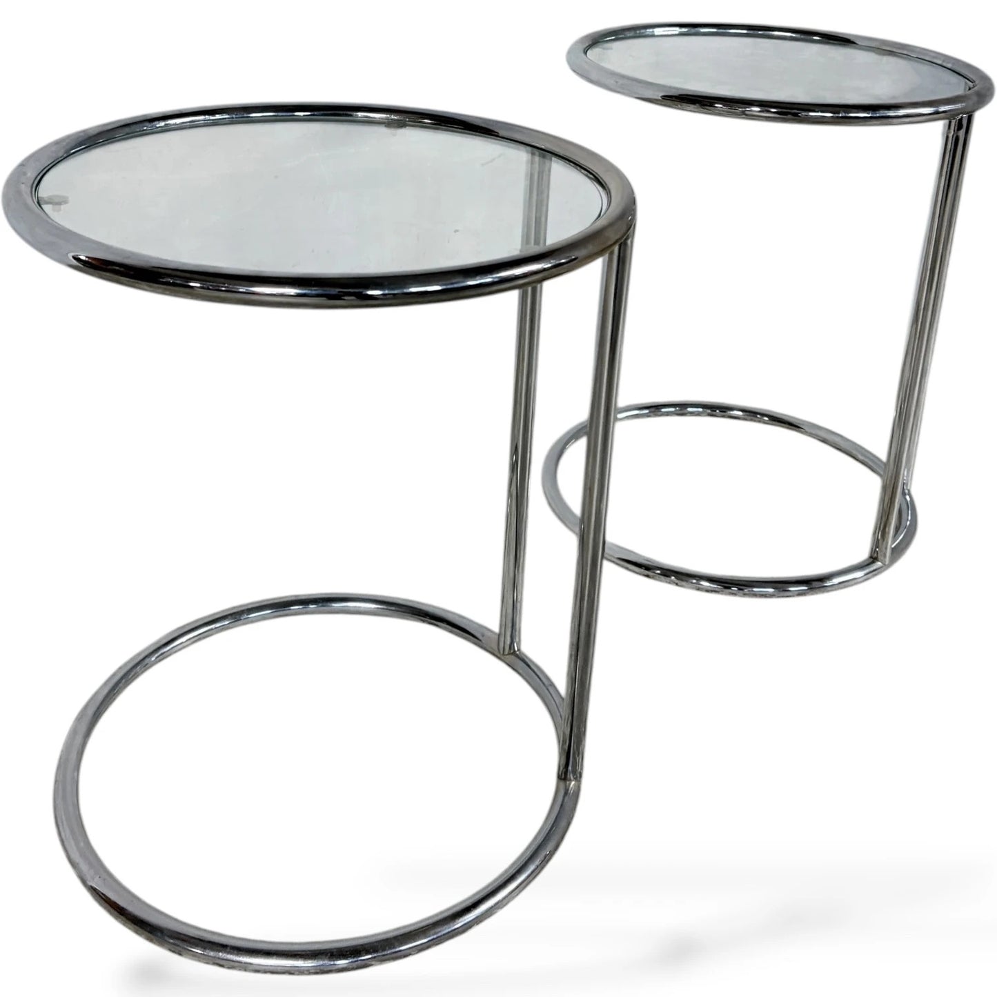 Italian Chrome Bedside Tables – Mid-Century Modern Glass Top Side Tables — view 4