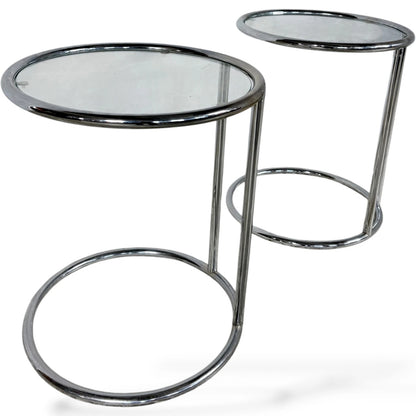 Italian Chrome Bedside Tables – Mid-Century Modern Glass Top Side Tables — view 4