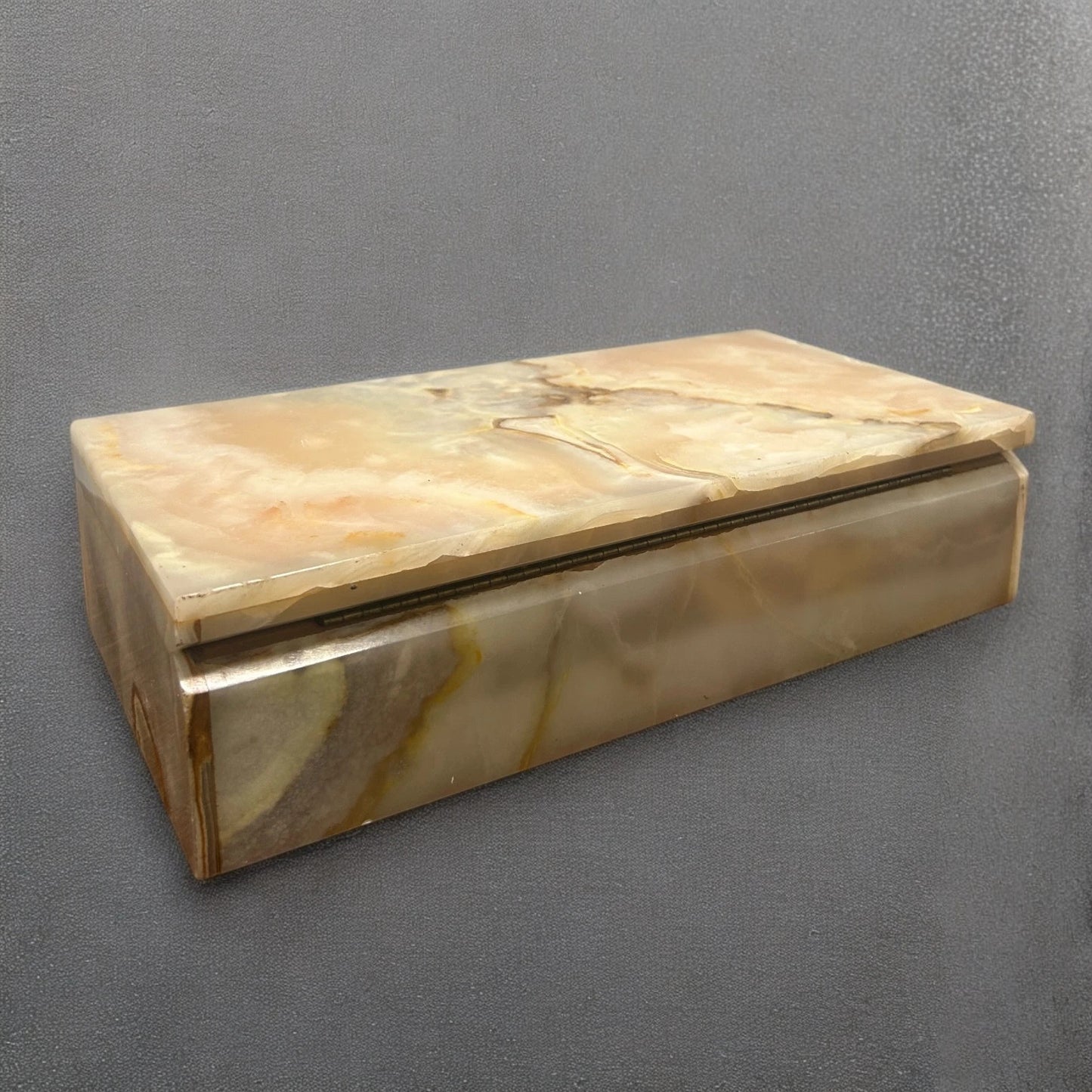 Vintage 1960s large onyx marble jewellery box