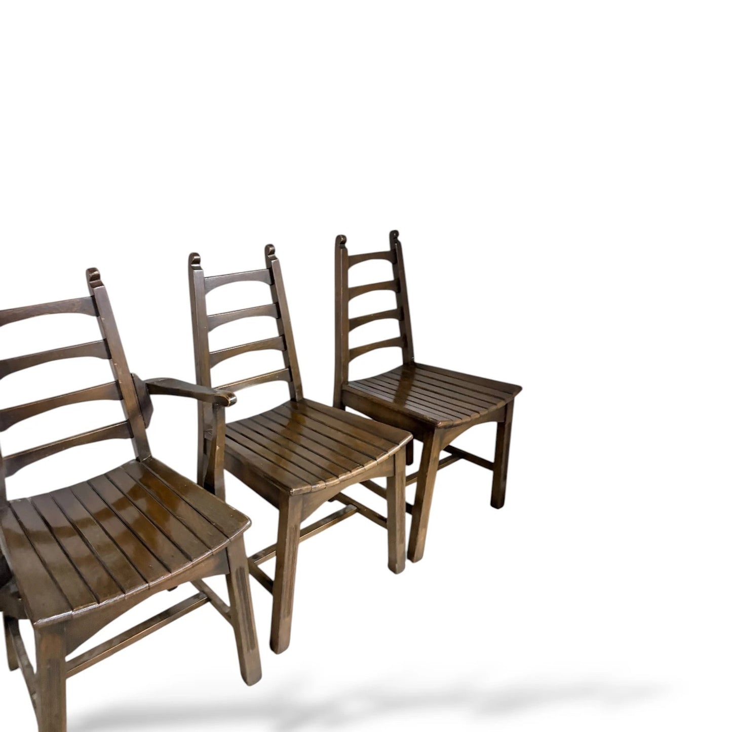 Set of Four Webber of Croydon Oak Dining Chairs – Arts & Crafts Brutalist