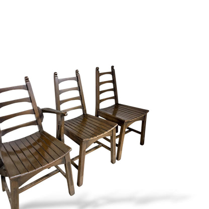 Set of Four Webber of Croydon Oak Dining Chairs – Arts & Crafts Brutalist