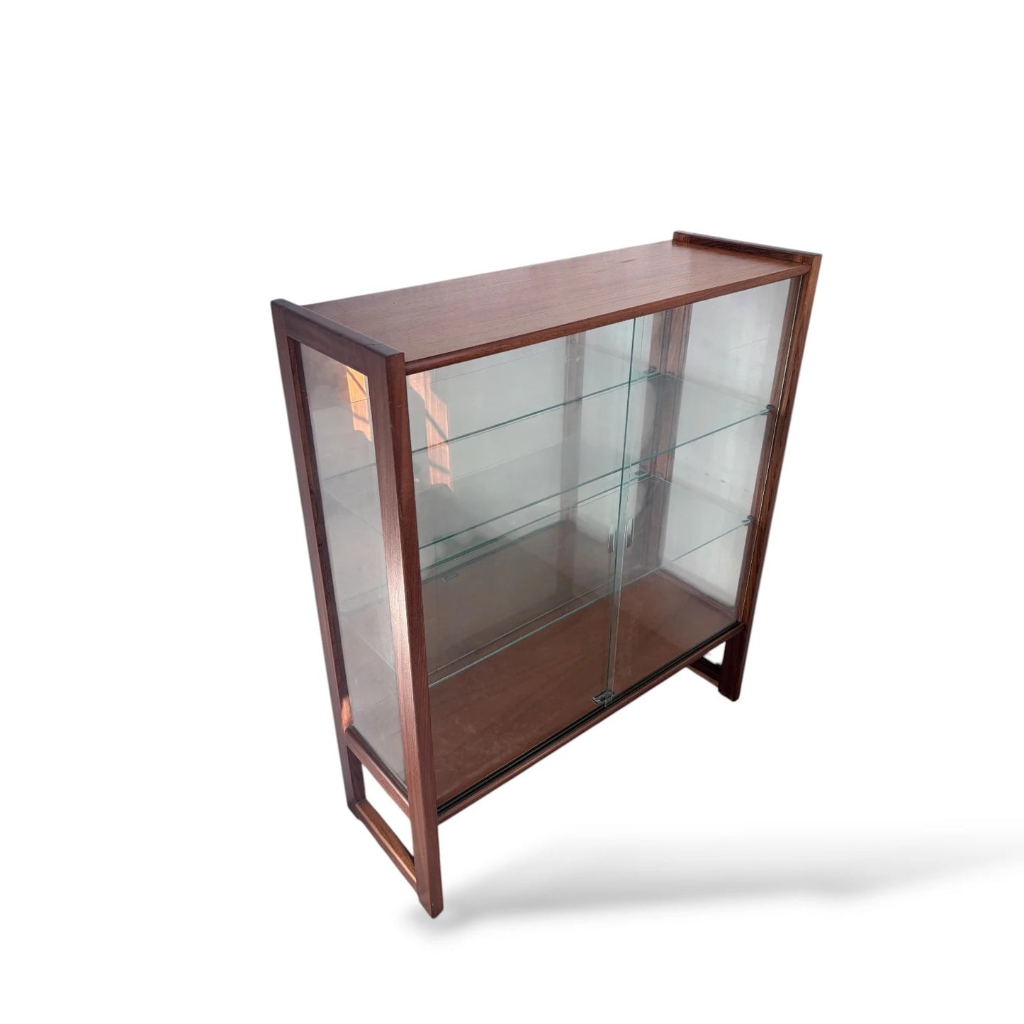 Mid Century Display Cabinet | Teak & Glass Sliding Doors | Vintage Hutch — view 5