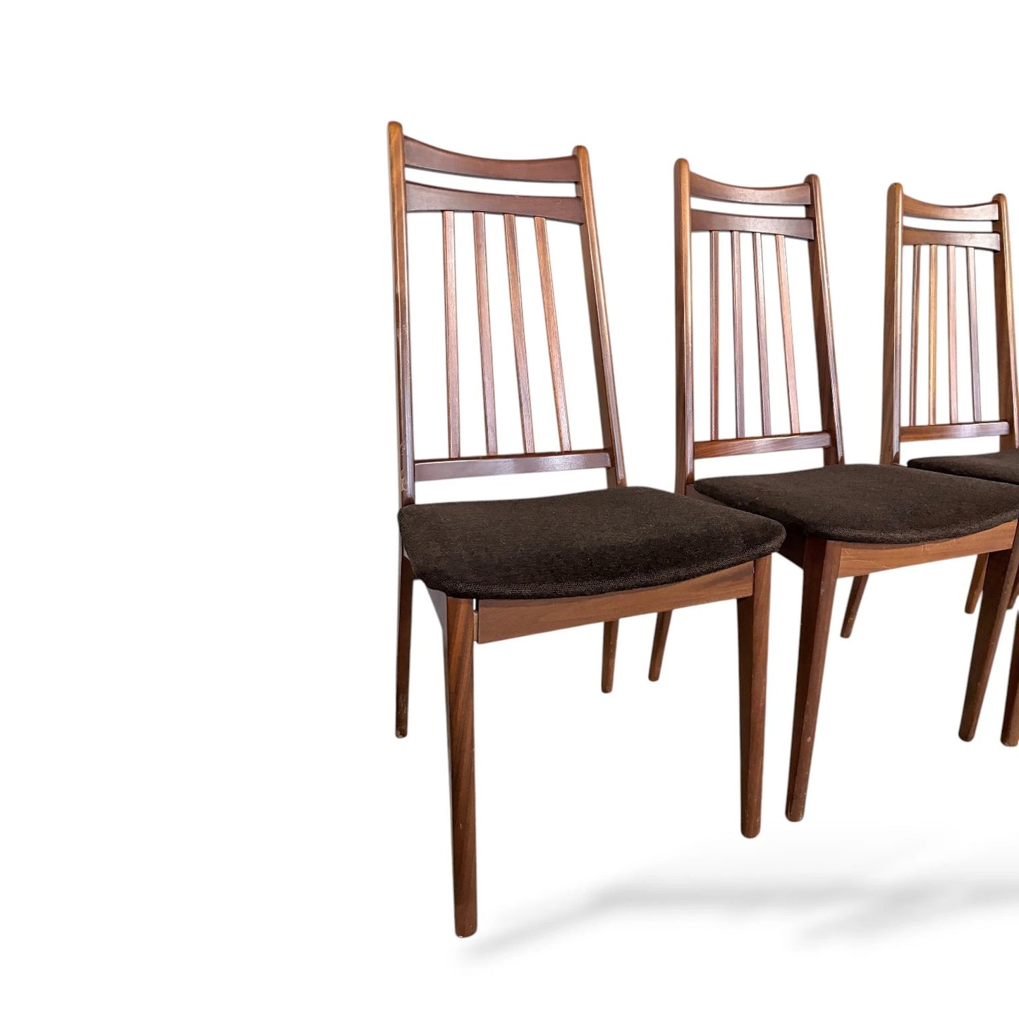 Set of 4 Elliott’s of Newbury High Back Teak Dining Chairs – Mid-Century