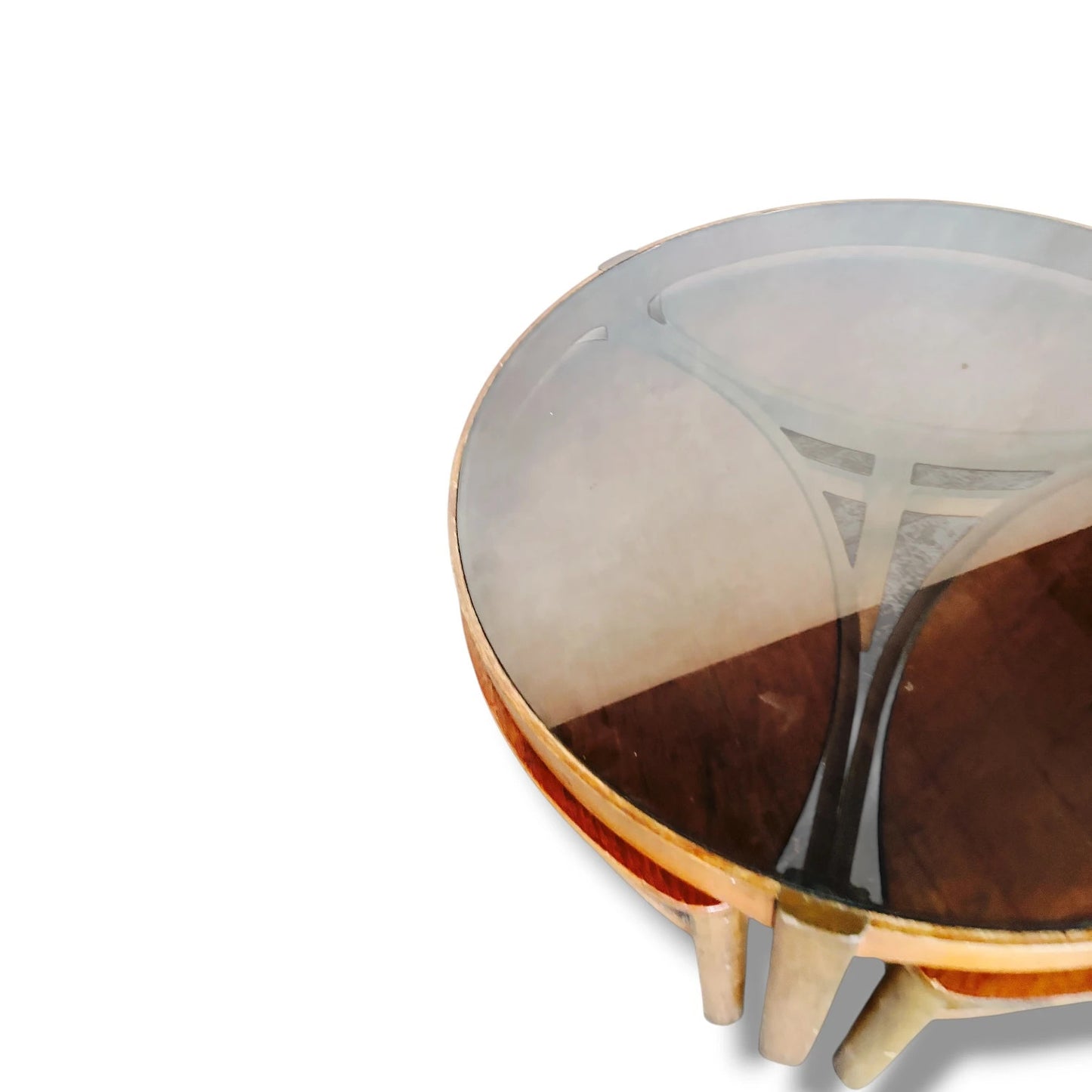 Nathan “Trinity” Nest of Tables – Mid-Century Teak with Smoked Glass Top