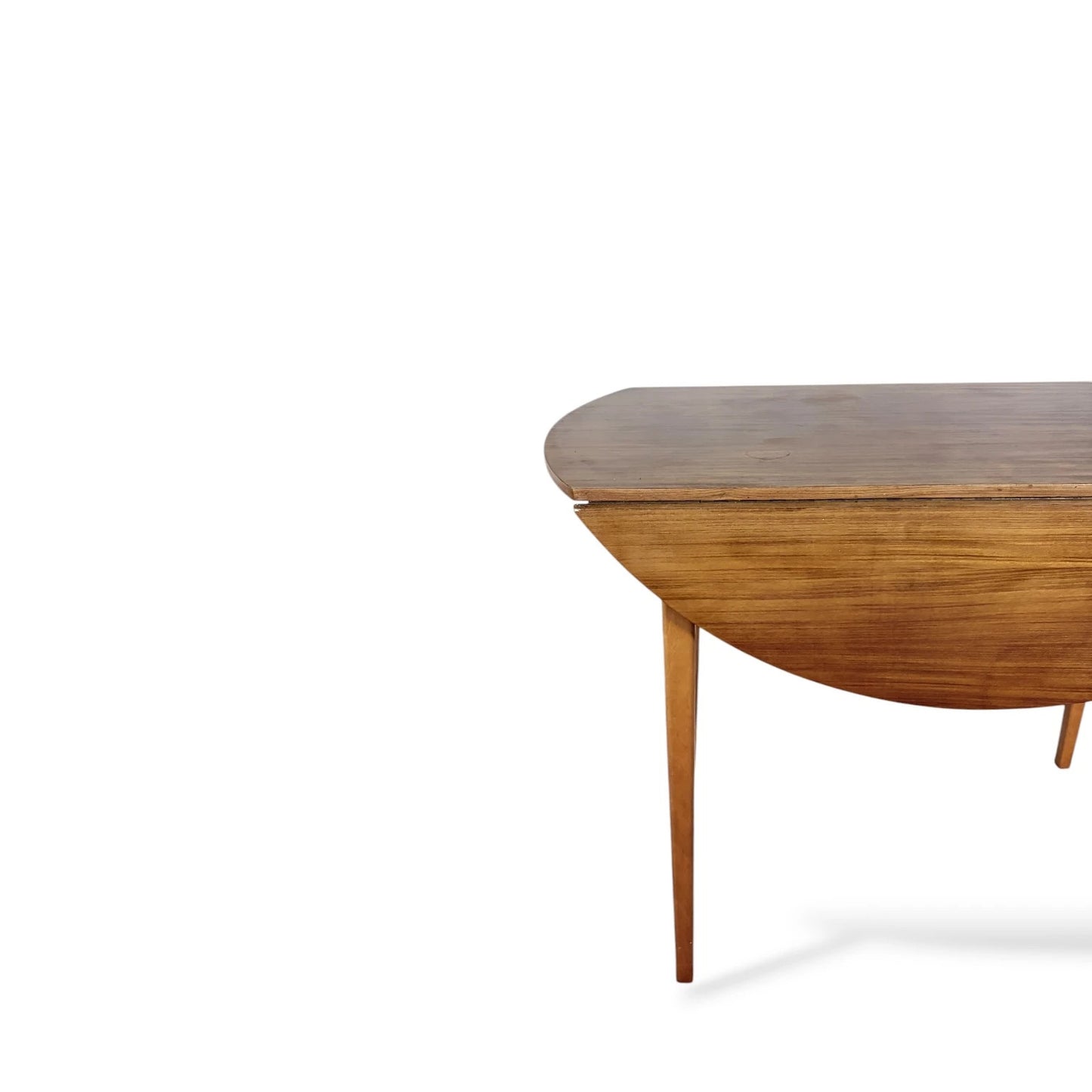 Mid-Century Teak & Beech Drop-Leaf Dining Table – Compact Vintage Table