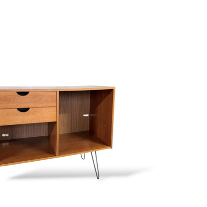 Swedish Mid-Century Teak Sideboard | 1960s Modern Credenza on Hairpin Legs