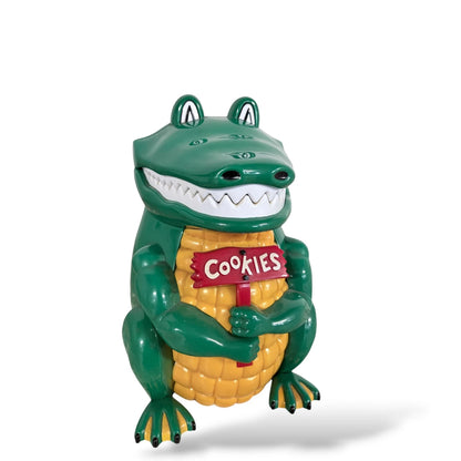 Vintage Crocodile Cookie Jar – Retro Green Alligator Kitchen Canister