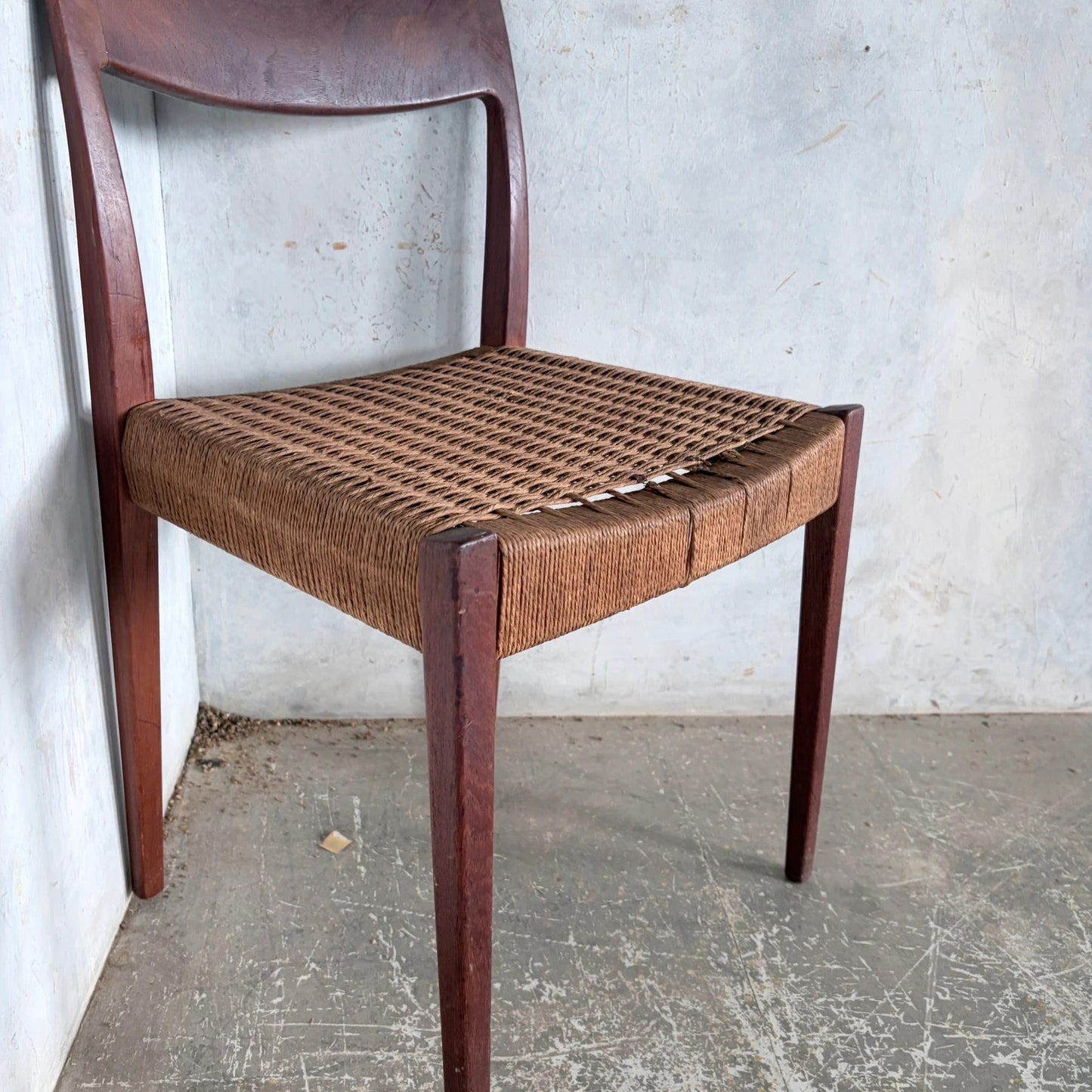 Poul Cadovius “Pia” Danish Teak Dining Chair with Rush Seat