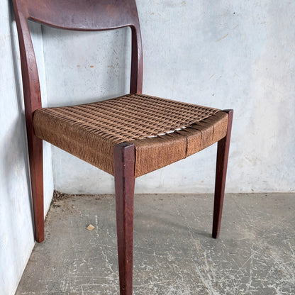 Poul Cadovius “Pia” Danish Teak Dining Chair with Rush Seat
