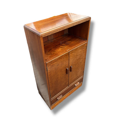Vintage 1930s Art Deco Oak Cabinet | Small Storage Cupboard with Drawer