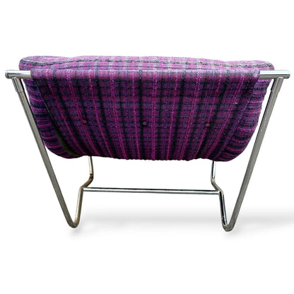 1970s Sling Chair in the Style of Peter Hoyte / Gillis Lundgren Mid-Century Chrome Lounge Chair