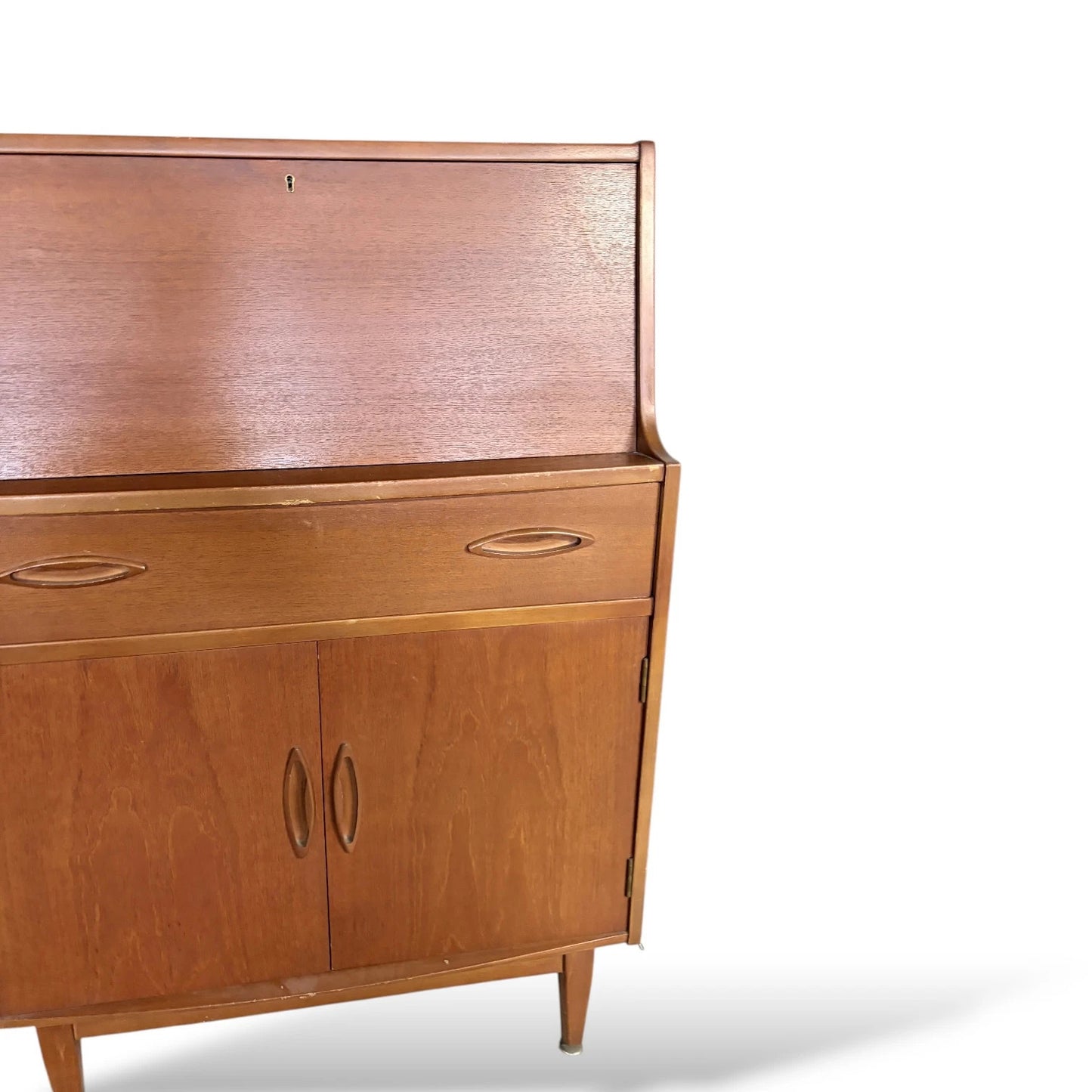 Mid Century Modern Vintage Jentique Teak Writing Desk Bureau Cabinet