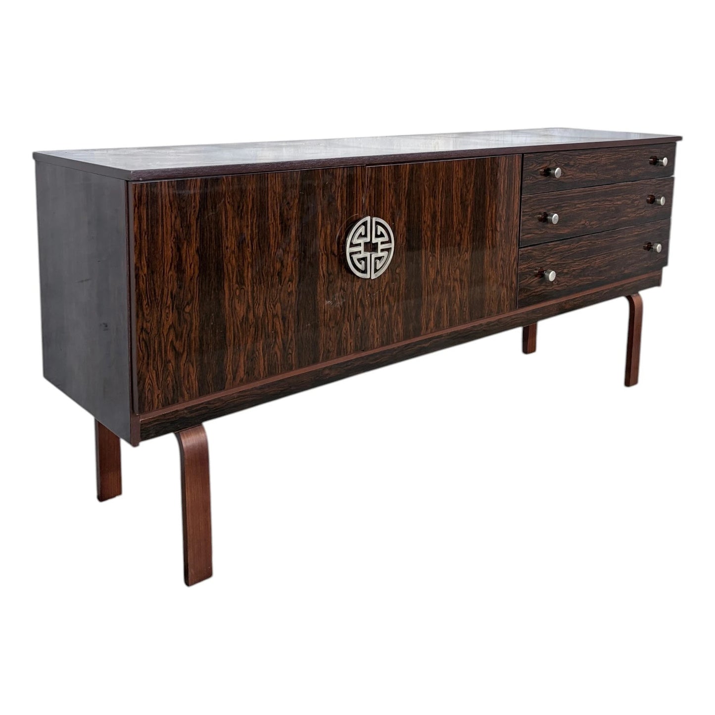 Vintage Sideboard | Mid Century Rosewood Effect Cabinet With Raised Legs