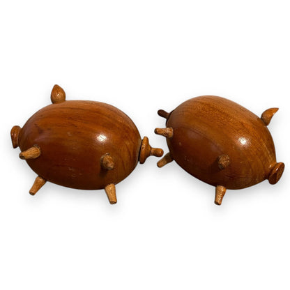 Mid Century Teak Pigs Salt and Pepper Set