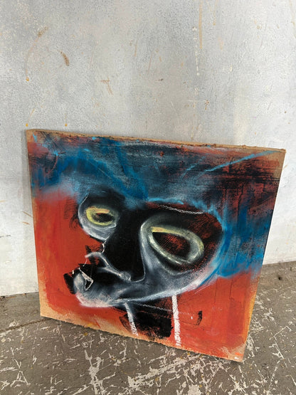 Neo-Expressionist Abstract Portrait Painting | Basquiat Style Vintage Art