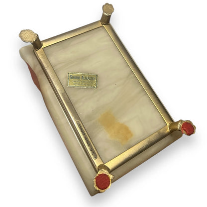 Vintage 1960s Italian Alabaster and Brass Jewellery Box