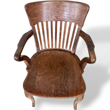 Antique Oak Carver Chair – Solid Oak Armchair With Slatted Back For Dining — view 5