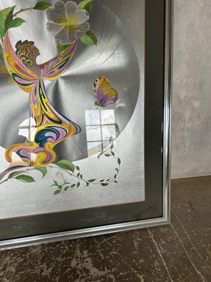 Mid Century Modern Michelle Emblem Poppy Fairy Foil Art Painting