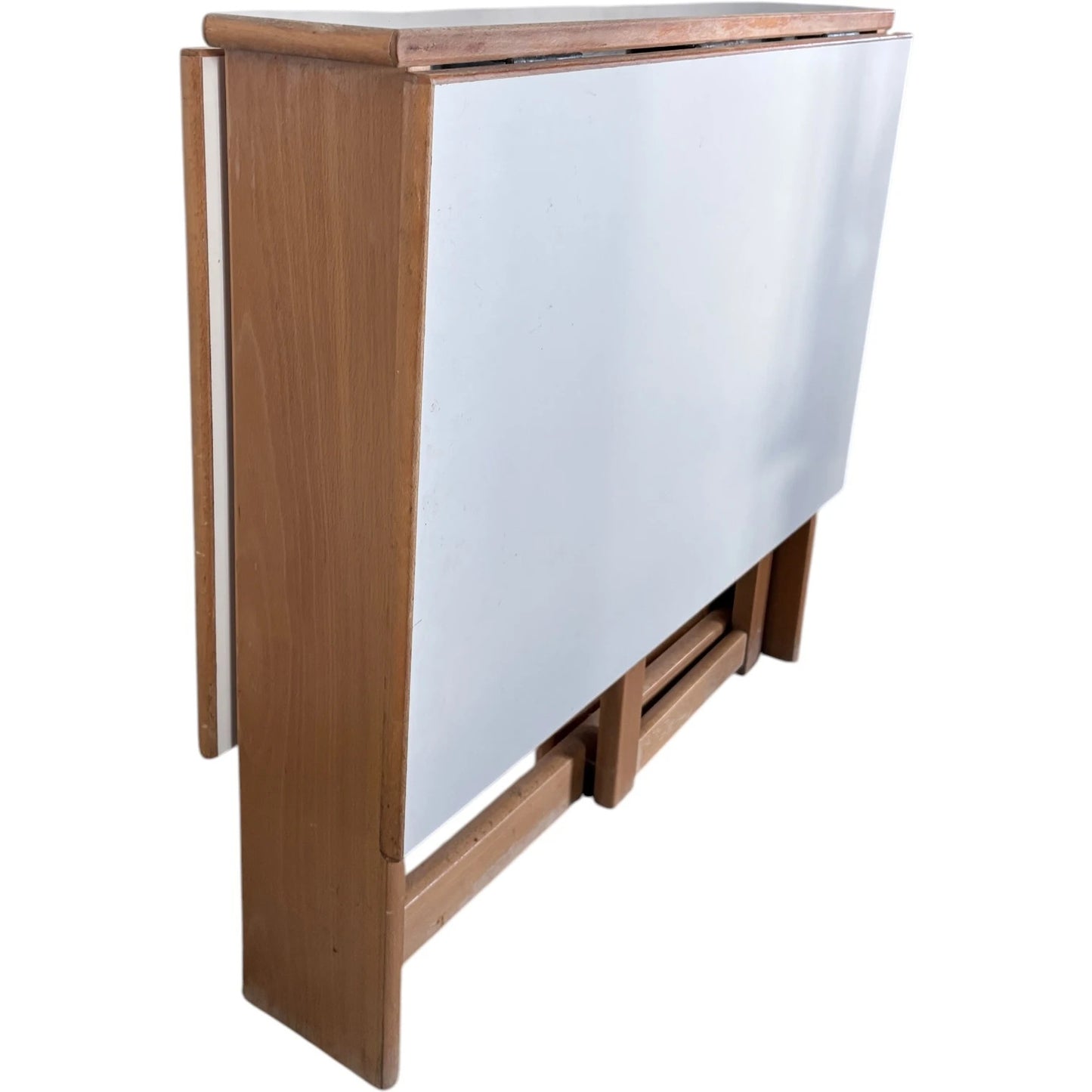 Drop Leaf Dining Table - Vintage Habitat Beech Wood With White Laminate Top — view 5