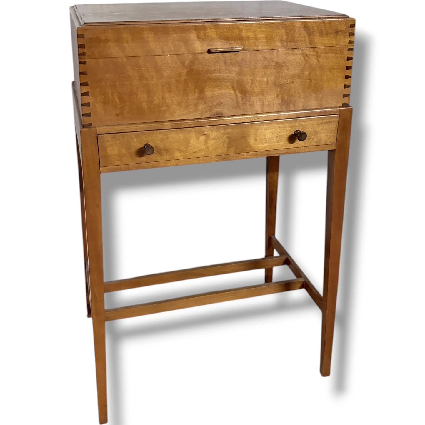 Mid Century Storage Table - Lift Top Utility Side Table with Drawer