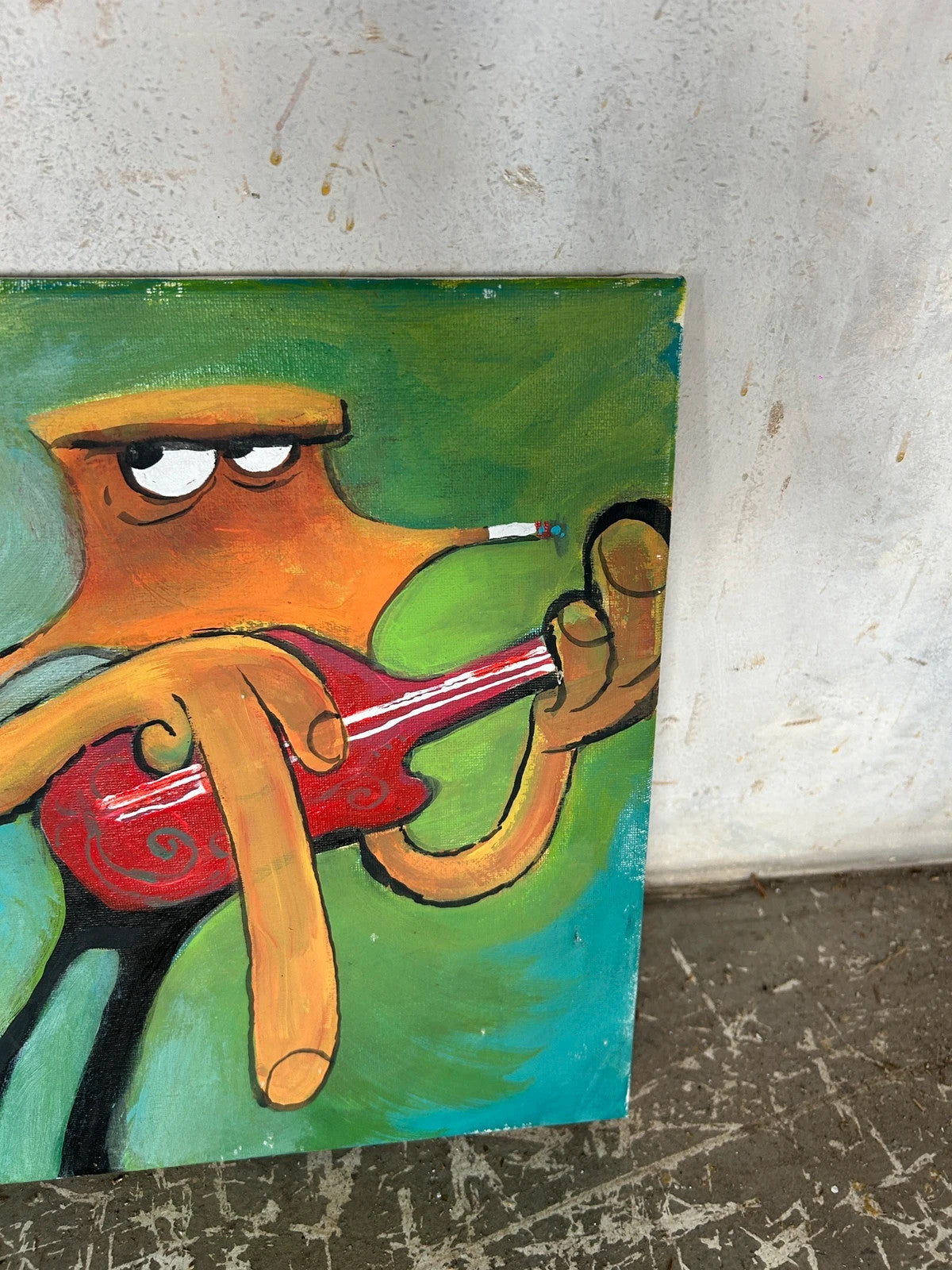 Surreal Pop Art Musician Painting | Vintage Outsider Art Canvas
