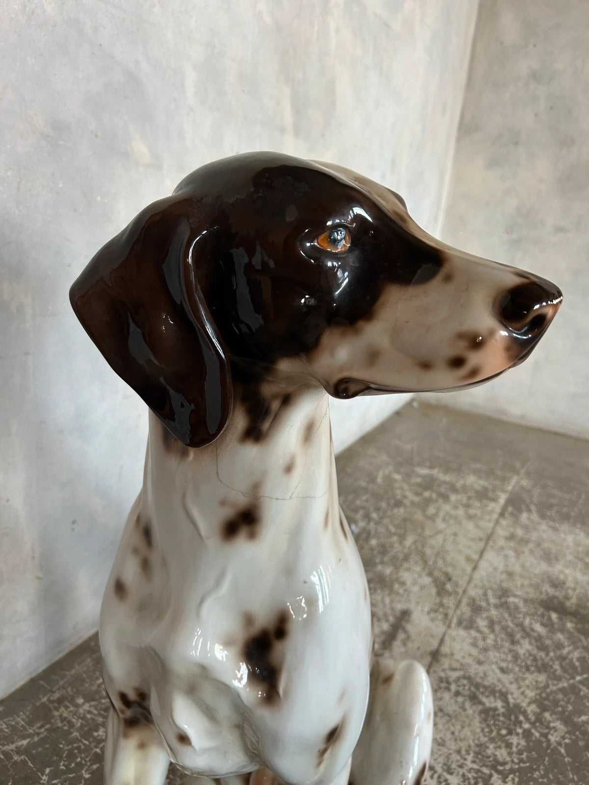 Mid Century Large Italian Pointer Dog Statue – Vintage Ceramic Hunting Dog Figurine