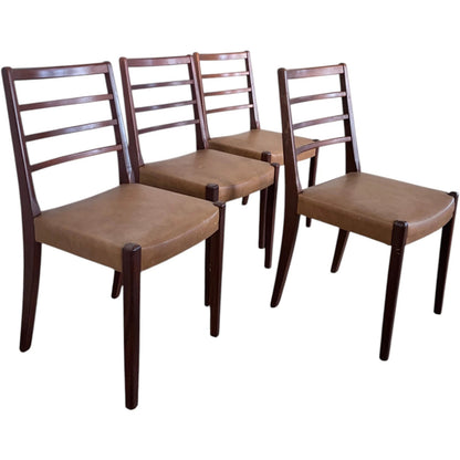 Ladder Back Dining Chairs – Set of Four Mid Century Vintage Afromosia Wood Seats