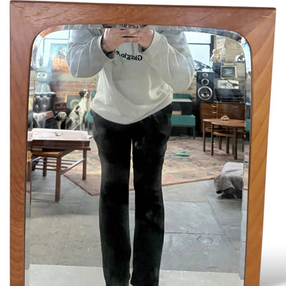 Danish Teak Wall Mirror – Mid-Century Modern Decor | Sculpted Teak Edges