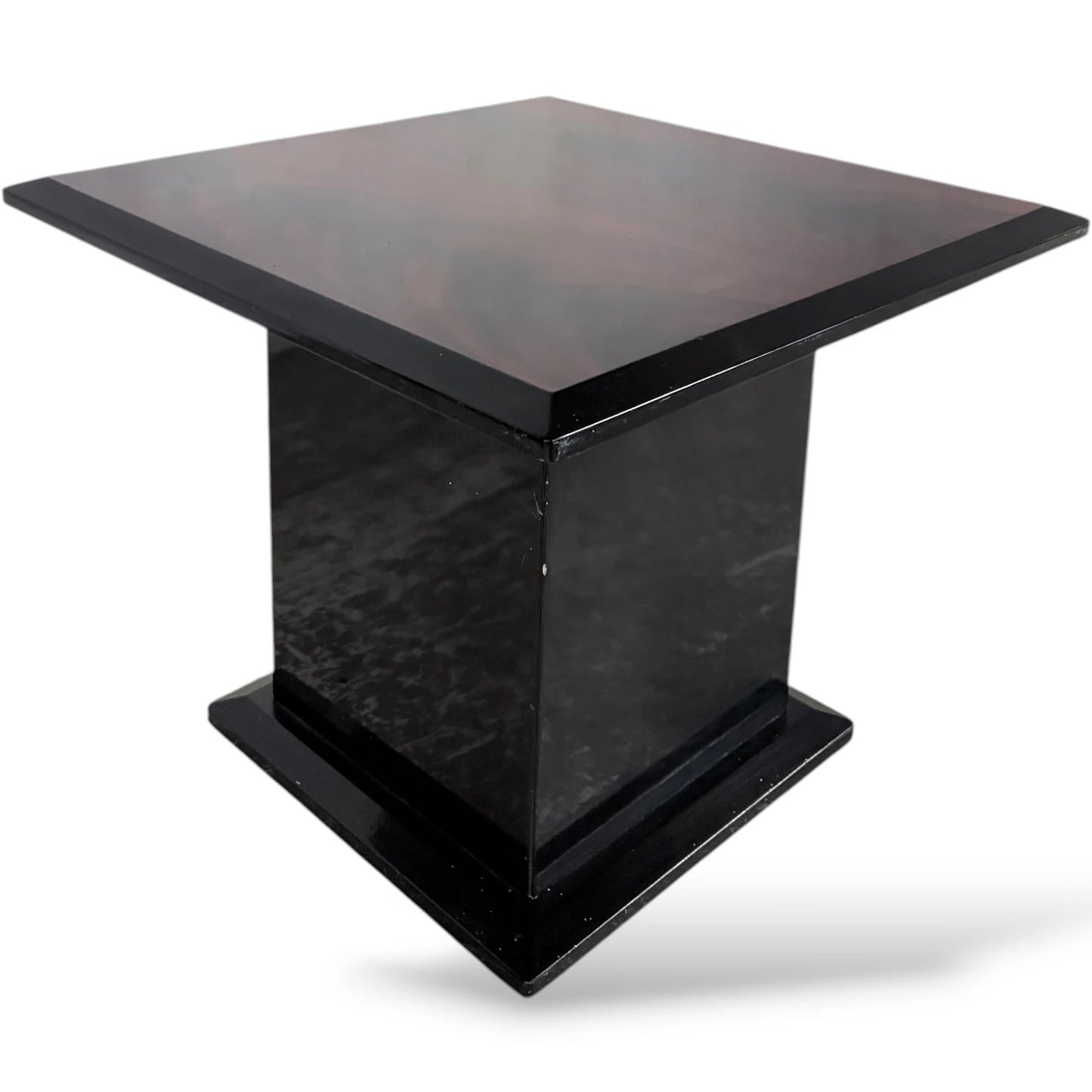 Art Deco Coffee Table – Square Rosewood Effect With Black Lacquer Base — view 5