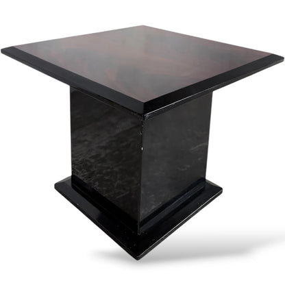 Art Deco Coffee Table – Square Rosewood Effect With Black Lacquer Base — view 5