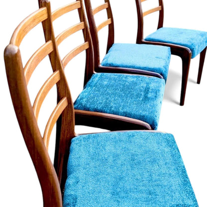 Set of Four 1960s G Plan Ladderback Dining Chairs – Reupholstered, Mid-Century Modern