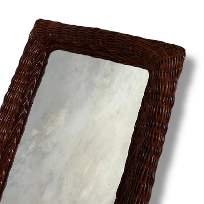 Antique Wicker Mirror – Rustic Wicker Framed Wall Art With Aged Glass