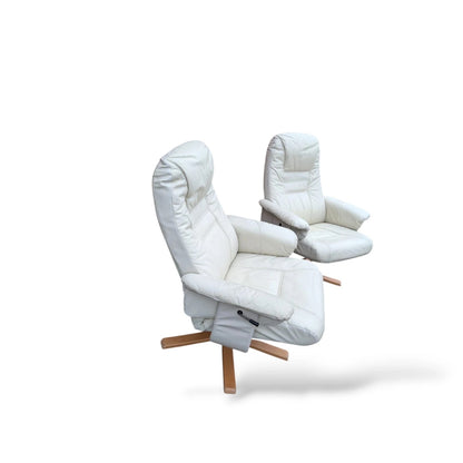 Mid-Century Unico Swivel Armchairs – Pair of Scandinavian Reclining Lounge Chairs