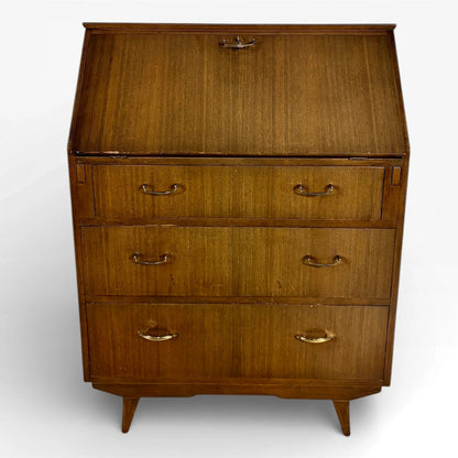 Mid Century Sutcliffe of Todmorden Walnut Bureau Writing Desk