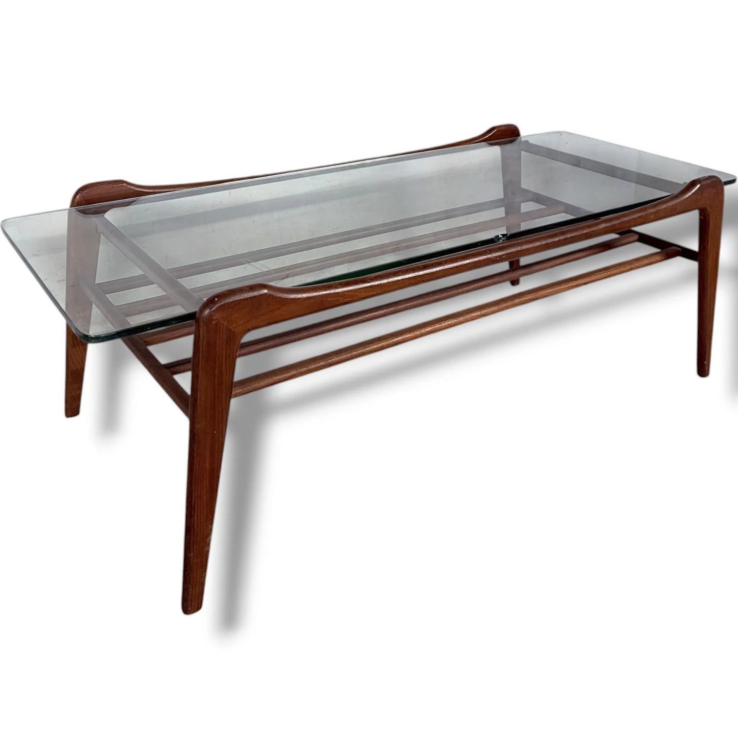 Mid Century Coffee Table – G Plan Vintage Glass Top Table with Teak Frame