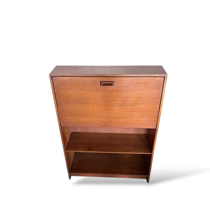 Mid-Century Slimline Teak Bureau Writing Desk – Compact